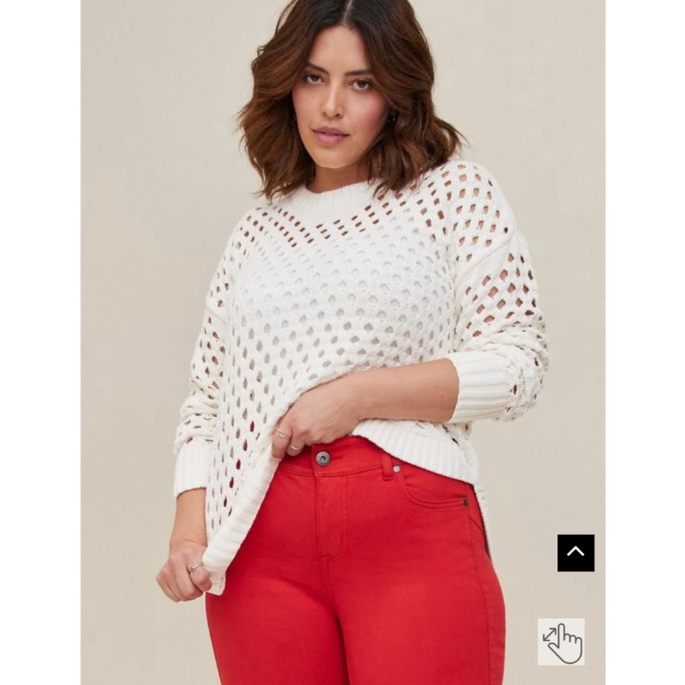 4X / 26 Women's Torrid Chenille Pullover Sweater  White NWT Long Sleeve